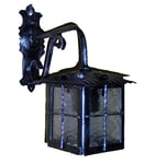 Lorenz Ferart 8502-Lampe De Poche à L'extérieur du Bras Supérieur Fer Forgé Travaillé Noir Verre Clair D'argent en Grisé
