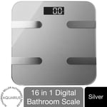 Aquarius 16 in 1 Health Bluetooth Smart Body Analysis Weighing Scale, Silver