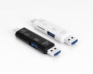 OTG Minneskortläsare MicroSD, USB + USB-C, 5-i-1 multifunktions minneskortläsare