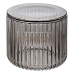Pot à coton verre fumé gris strié Ø9,6 x H.10,8 cm, 5Five Simply Smart Glass