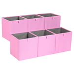 Amazon Basics Collapsible Fabric Storage Cube Organiser Bins, Pack of 6, Pink, 33 x 38 x 33 cm
