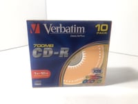 Verbatim 10 Pack Coloured CD-R Discs 700mb - NEW & SEALED 10 DISCS
