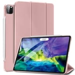 Sripns Case for iPad Pro 11 Inch 2020 (2nd Gen), Slim Lightweight Trifold Stand Smart Case [Compatible with Pencil],Hard Back Translucent Protective Cover with Auto Wake/Sleep- Rose Gold