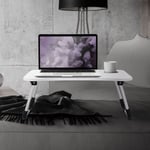 ML-Design Laptoptabel til sengen/sofaen; Hvid; 60x40 cm; Foldbar sengbord; Notebook-tabel med 4 USB-opladningsporte; Skuffe; USB-lampe; Ventilator;
