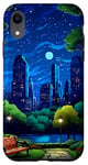 iPhone XR New York City Evening Stars Retro Pixel art Case