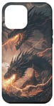 Coque pour iPhone 13 Pro Max Illustration Dragon Clashing Dragon Fantasy Fire Epic
