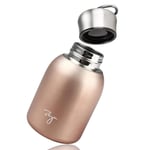 Mini Thermal Flasks Upgrade Version, 9oz/260ml Small Vacuum Insulated Water Bottle Non-Leak Juice Milk Tea Vacuum Hot and Cold Water Coffee Bottle Girls Boys Kids Adults Gift (Rose gold color)