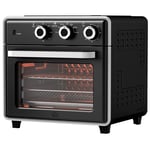 Miniugn med cirkulerande luft 20L miniugn med bakplåt, grillgaller och smulplåt, 90°C-230°C varmluftsfritös med 5 lägen, frityrk