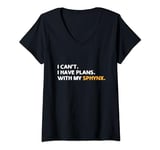 Womens I Can't I Have Plans With My Sphynx Canadian Hairless Cat V-Neck T-Shirt