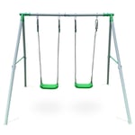 HyperMotion barngunga 3+, dubbel trädgårdsgunga, maxbelastning 200 kg, justerbar längd, fästankare, stålram, färg grön