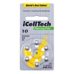 iCellTech Icelltech 10 Pr70 Zinc-luft Knappcellsbatteri, 1,45v, 6p-pack