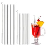 Glass Straws Reusable 8 Pcs Transparent Drinking Straw Straight Glass Straws Glass Drinking Straws with 2 Cleaning Brushes for Smoothies Milkshake and Cocktail(20cm/15cm)