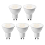 Yuiip GU10 LED Light Bulb 6W 50W 60W Halogen Bulbs Equivalent Warm White 2700K 100° Beam Angle LED Lamp 600LM, Ra> 83, AC220-240V, Not Dimmable - Pack of 5