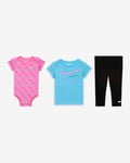 Nike Swoosh Logo Baby (0–9M) 3-Piece Bodysuit Set