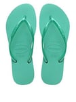 Havaianas Slim Flip Flops - Metallic Virtual Green, Green, Size 6-7, Women