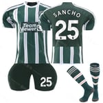 23-24 Manchester United Borta fotbollströja för barn nr 25 SANCHO z nr 25 SANCHO 10-11 Years