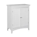 Teamson Home VERSANORA Free Standing Bathroom Cabinet, Wooden Bathroom Storage, Double Louvered Doors, Adjustable Shelf, Anti Tipping, White, Glancy Collection