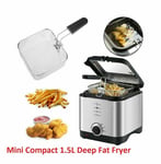 900W Deep Fat Fryer 1.5L Litre Chip Pan Basket Non Stick Oil Compact 34250