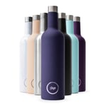 Sup Insulated Wine Bottle Stainless Steel Wine Cooler Mulled Double Wall Vacuum 24 Hours Cold 12 Hours Hot 750ml 75cl Wine Flask Soft Navy