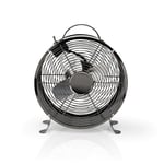 Ex-Pro 25cm / 9 Inch 20W Retro Metal Desk Fan with 2 Speeds, On/Off Switch, Integrated Handle and Non Slip Feet for Home and Office - Gun Metal Grey