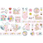 Nattou Stickers Muraux pour Chambre d'Enfants, 2 Pièces, Iris et Lali, Beige/Rose/Vert