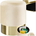 tectake® Tabouret repose pied pouf avec rangement Pouf salon rond aspect Velours jusqu'à 300 kg Base en Acier Doré Couvercle Amovible Design Moderne cosy pour coiffeuse, salon, chambre, bureau, entrée
