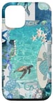 iPhone 15 Pro Blue Ocean Collage Sea Turtle Seashells Starfish Beach Lover Case