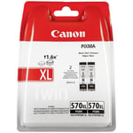 2x Canon PGI570XL Black High Yield Ink Cartridges For PIXMA MG5753 Printer