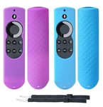[2 Pack] Silicone Cover Case for 5.9 inch TV stick/TV 2017 Edition (2rd Gen) Compatible with Alexa Voice 1st Gen TV Remote Control (Purple & Blue)