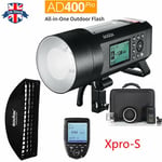 UK Godox AD400Pro 400Ws TTL HSS Outdoor Flash+35*160cm softbox+Xpro-S For Sony