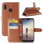 Huawei P20 Lite - Läderfodral / plånbok Brun