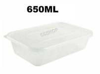 100 x 650 Food Container Plastic Takeaway Microwave Storage Freezer Boxes LID UK
