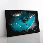 Big Box Art The Record Player Needle Paint Splash Canvas Wall Art Print Ready to Hang Picture, 76 x 50 cm (30 x 20 Inch), White, Blue, Turquoise, Grey, Black