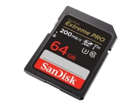 SanDisk Extreme Pro - Flash-minneskort - 64 GB - Video Class V30 / UHS-I U3 / Class10 - SDXC UHS-I