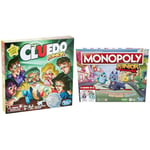 Hasbro Gaming Clue Junior Board Game for Kids Ages 5 and Up, Case of the Broken Toy & Monopoly Junior Board Game, 2-Sided Gameboard, 2 Games in 1, Monopoly Game for Younger Children; Kids Games