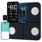 Balance Pèse Personne, Healthkeep Balance Connectée Impédancemètre Grand Écran VA avec Fréquence Cardiaque avec 15 Mesures Avec APP pour Andriod et iOS 180kg/400lb/28st, Bleu Marine