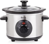 Swan SF17010N 1.5 Litre Round Stainless Steel Slow Cooker with 3 Cooking Settin