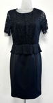 NEW! Phase Eight UK10 black Halsey lace short-sleeved lined shift peplum dress