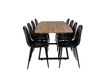 Venture Design Inca & Polar matgrupp Natur/svart 8 st stolar & bord 160 x 85 cm