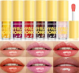 6 Colors Hydrating Lip Glow Oil, Transparent Hyaluronic Acid Lip Balm, Moisturiz