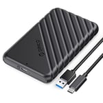 Boitier Disque Dur 2.5, ORICO 6Gbps USB C 3.1 Gen 1 Boitier Externe Disque pour SATA HDD et SSD de 2,5'' et 7/9.5 mm, accélération UASP, Trim, sans Outils(Noir, 25PW1C)
