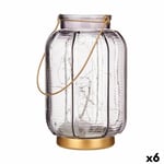 LED-lanterne Striber Grå Gylden Glas 13,5 x 22 x 13,5 cm (6 enheder)