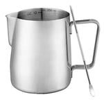 Soekavia Milk Jug, 350ml/12oz Stainless Steel Milk Frother Milk Jug Coffee Measuring Cup with 1 Stainless Steel Needle