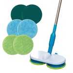 High Street TV Floating Mop - Motorised Cordless & Rechargeable - Spinning Mop - Includes Microfibre & Scouring Pads - Rotating Heads - Complete Hard Floor Cleaning Solution - Lightweight