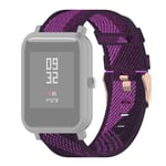 New Watch Straps 20mm Stripe Weave Nylon Wrist Strap Watch Band for Huami Amazfit GTR 42mm / GTS/BIP/BIP Lite(Grey) (Color : Purple)