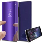 DOHUI for Oppo Find X3 Lite Case, Ultra Slim Clear View Standing Cover Flip Case Mirror Plating Holder for Oppo Find X3 Lite (Purple)