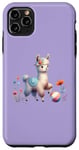 iPhone 11 Pro Max Purple Cute Alpaca with Floral Crown and Colorful Ball Case