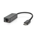 Nedis USB-nätverksadapter, USB-C till RJ45 hona, 2,5 Gbps, 0,2 m - Svart