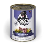 Doggy Dog Paté Wild & Agneau, 6 x 800 g, Nourriture Humide pour Chien, sans céréales, avec Huile de Saumon et Moule aux orles Verts, Aliment Complet avec épinards et Pommes de Terre, fabriqué en