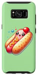 Galaxy S8 Cute Kawaii Hot Dog with Smiling Face and Bubbles Case